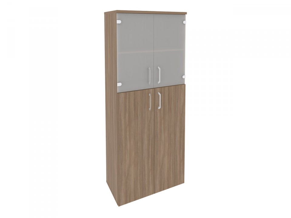 Офисная мебель ONIX O.ST-1.7 Шкаф высокий широкий (2 средних фасада ЛДСП + 2 низких фасада стекло)