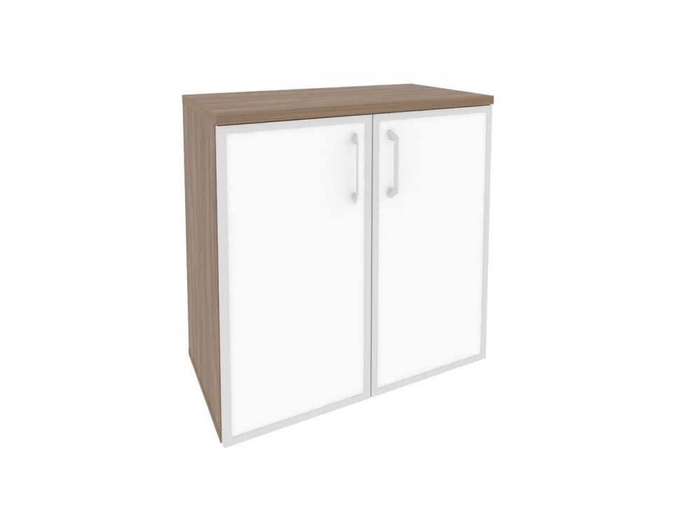 Офисная мебель ONIX O.ST-3.2R white Шкаф низкий широкий (2 низких фасада стекло лакобель в раме)
